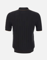 GRAN SASSO Polo in seta con zip BLACK Uomo 