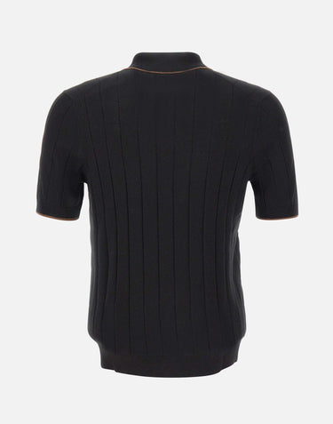 GRAN SASSO Polo in seta con zip BLACK Uomo 