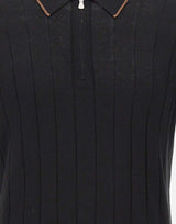 GRAN SASSO Polo in seta con zip BLACK Uomo 