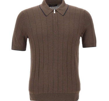 GRAN SASSO Polo in seta con zip BROWN Uomo 