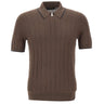 GRAN SASSO Polo in seta con zip BROWN Uomo 