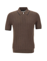 GRAN SASSO Polo in seta con zip BROWN Uomo 