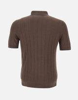 GRAN SASSO Polo in seta con zip BROWN Uomo 