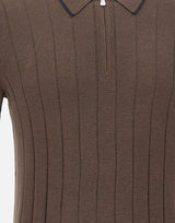 GRAN SASSO Polo in seta con zip BROWN Uomo 
