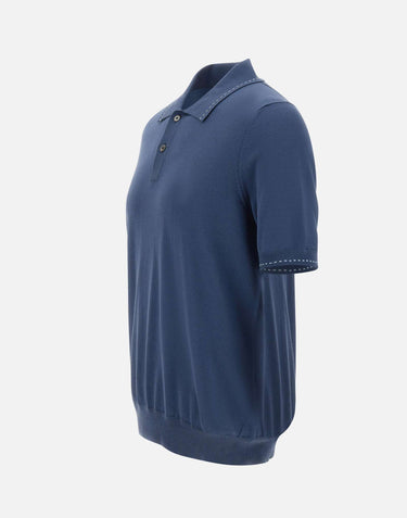 GRAN SASSO Polo in misto seta BLUE Uomo 