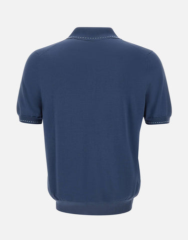 GRAN SASSO Polo in misto seta BLUE Uomo 