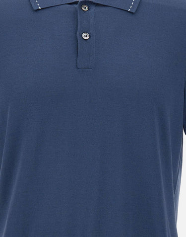 GRAN SASSO Polo in misto seta BLUE Uomo 