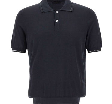 GRAN SASSO Polo in misto seta BLACK Uomo 