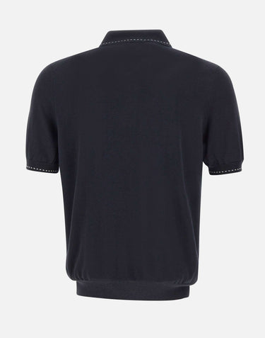 GRAN SASSO Polo in misto seta BLACK Uomo 