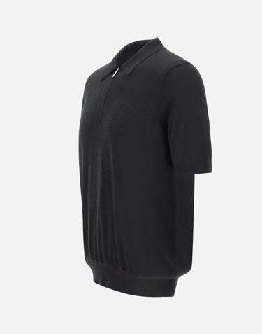 GRAN SASSO Polo in misto lana con zip BLACK Uomo 