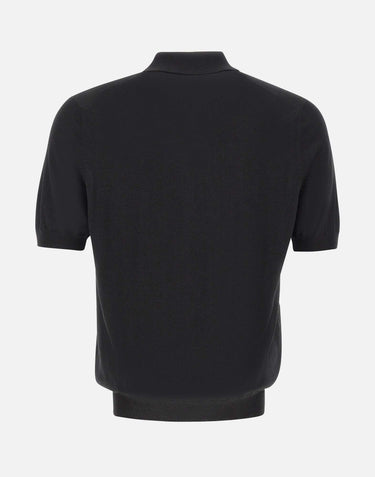 GRAN SASSO Polo in misto lana con zip BLACK Uomo 