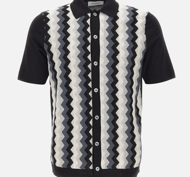 GRAN SASSO Camicia in maglia jacquard chevron BLACK Uomo 