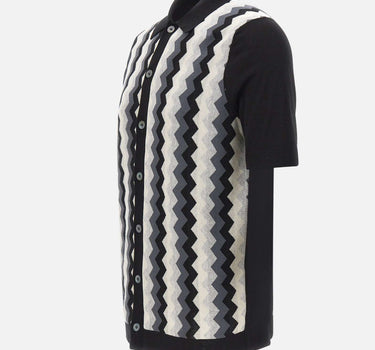 GRAN SASSO Camicia in maglia jacquard chevron BLACK Uomo 