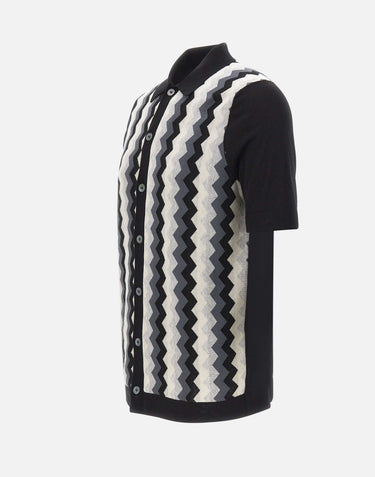 GRAN SASSO Camicia in maglia jacquard chevron BLACK Uomo 