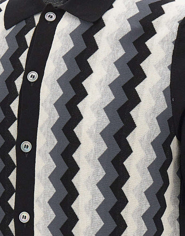 GRAN SASSO Camicia in maglia jacquard chevron BLACK Uomo 
