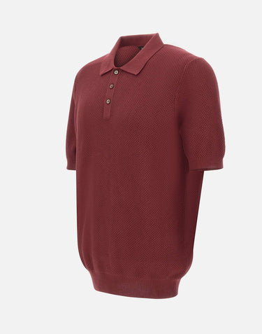 GRAN SASSO Polo in maglia a nido d'ape RED Uomo 