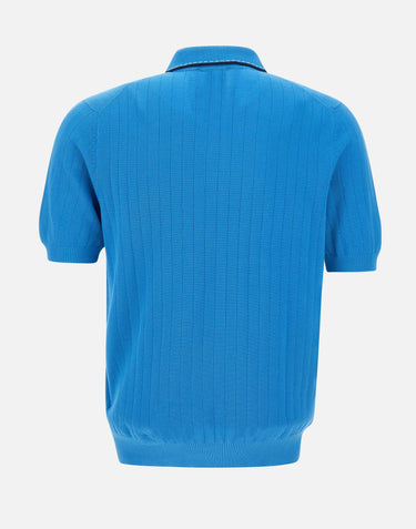 GRAN SASSO Polo a coste in cotone biologico Light Blue Uomo 