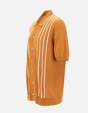 GRAN SASSO Camicia in maglia con intarsio a righe ORANGE Uomo 