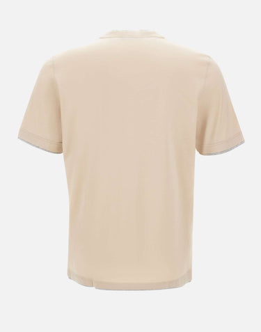 GRAN SASSO T-shirt in cotone con profili doppiati BEIGE Uomo 