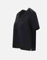GRAN SASSO T-shirt in cotone con scollo a V BLACK Donna 