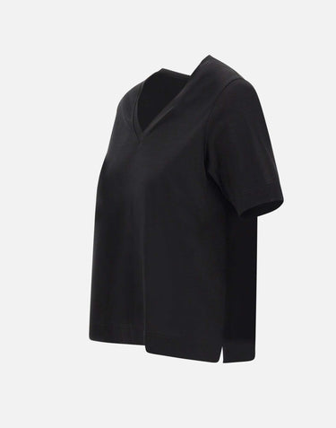 GRAN SASSO T-shirt in cotone con scollo a V BLACK Donna 