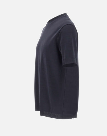 HERNO T-shirt in jersey effetto maglia BLUE Uomo 
