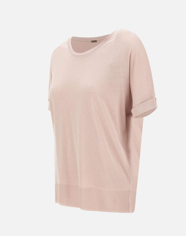 HERNO Maglia a maniche corte in misto cotone Pink Donna 