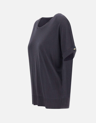 HERNO Maglia a maniche corte in misto cotone BLUE Donna 