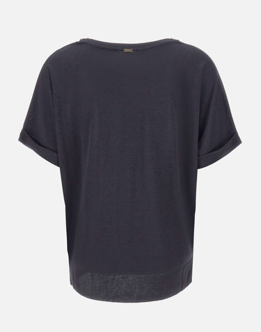 HERNO Maglia a maniche corte in misto cotone BLUE Donna 