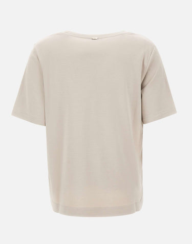 HERNO T-shirt in misto seta e cotone BEIGE Donna 