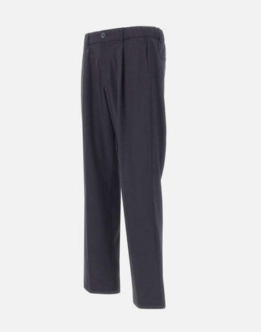 HERNO Pantaloni elasticizzati in misto lana BLACK Uomo 