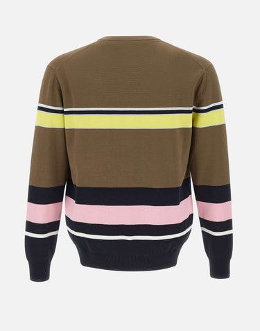 ICEBERG Maglia girocollo con righe e logo MULTICOLOR Uomo 