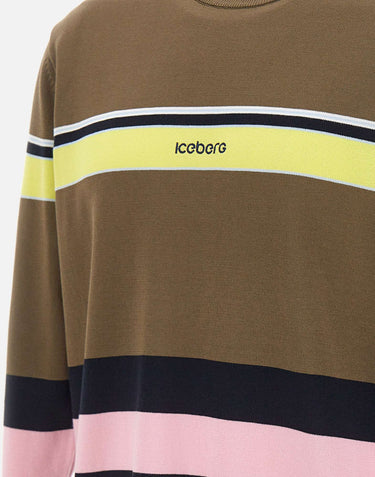 ICEBERG Maglia girocollo con righe e logo MULTICOLOR Uomo 