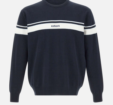 ICEBERG Maglia girocollo con righe e logo BLUE Uomo 