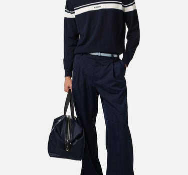 ICEBERG Maglia girocollo con righe e logo BLUE Uomo 