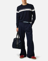 ICEBERG Maglia girocollo con righe e logo BLUE Uomo 