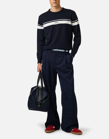 ICEBERG Maglia girocollo con righe e logo BLUE Uomo 
