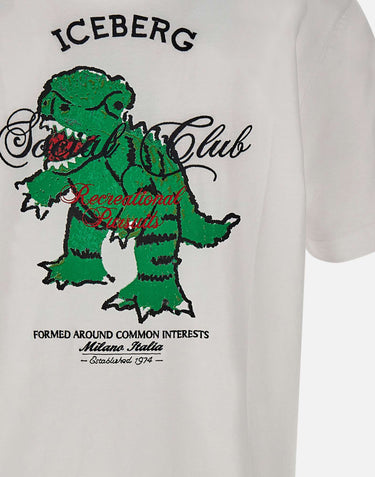 ICEBERG T-shirt con logo ricamato e stampa sul retro WHITE Uomo 