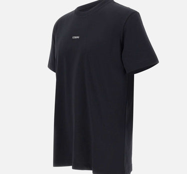 ICEBERG T-shirt con logo ricamato e stampa sul retro BLACK Uomo 