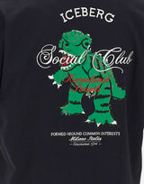 ICEBERG T-shirt con logo ricamato e stampa sul retro BLACK Uomo 
