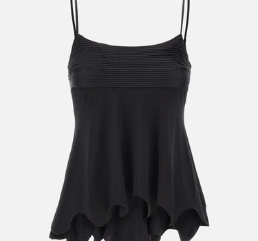 JACQUES WEI Top in raso con ruches e pizzo BLACK Donna 