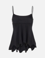 JACQUES WEI Top in raso con ruches e pizzo BLACK Donna 