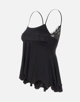 JACQUES WEI Top in raso con ruches e pizzo BLACK Donna 
