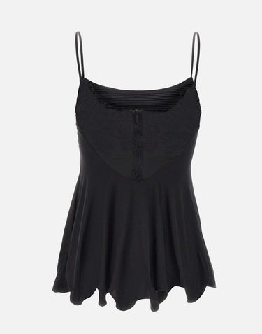 JACQUES WEI Top in raso con ruches e pizzo BLACK Donna 