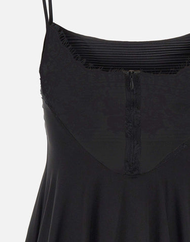 JACQUES WEI Top in raso con ruches e pizzo BLACK Donna 