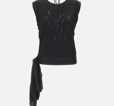 JACQUES WEI Top in raso con ricamo gioiello BLACK Donna 