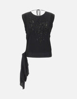 JACQUES WEI Top in raso con ricamo gioiello BLACK Donna 