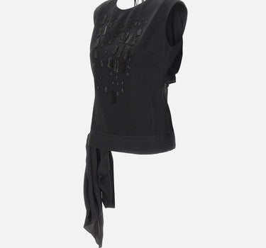 JACQUES WEI Top in raso con ricamo gioiello BLACK Donna 