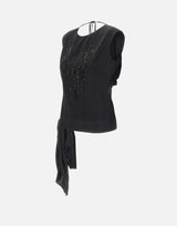 JACQUES WEI Top in raso con ricamo gioiello BLACK Donna 