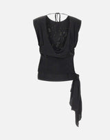 JACQUES WEI Top in raso con ricamo gioiello BLACK Donna 